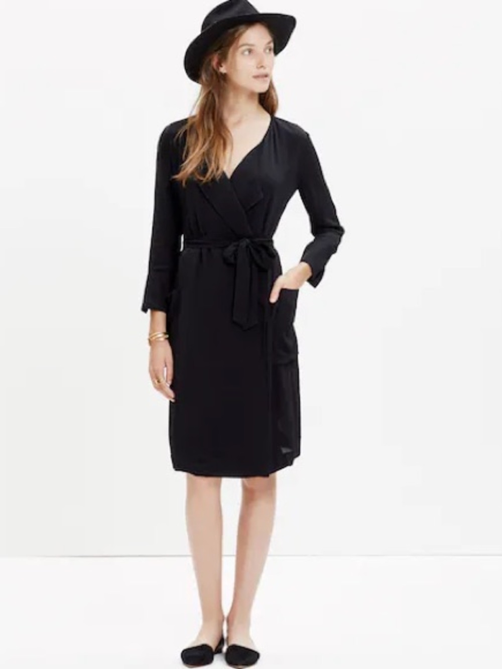 Madewell Black Wrap Coat Dress
